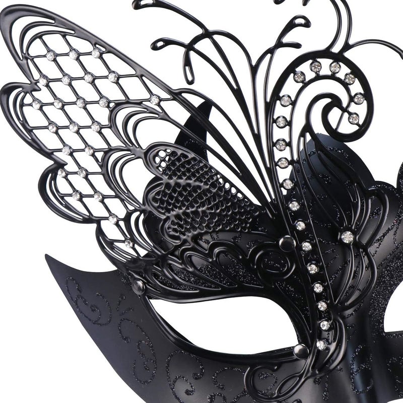 Coddsmz Mysterious Venetian Butterfly Lady Masquerade Halloween Party Mask (Black-2) - Image 4
